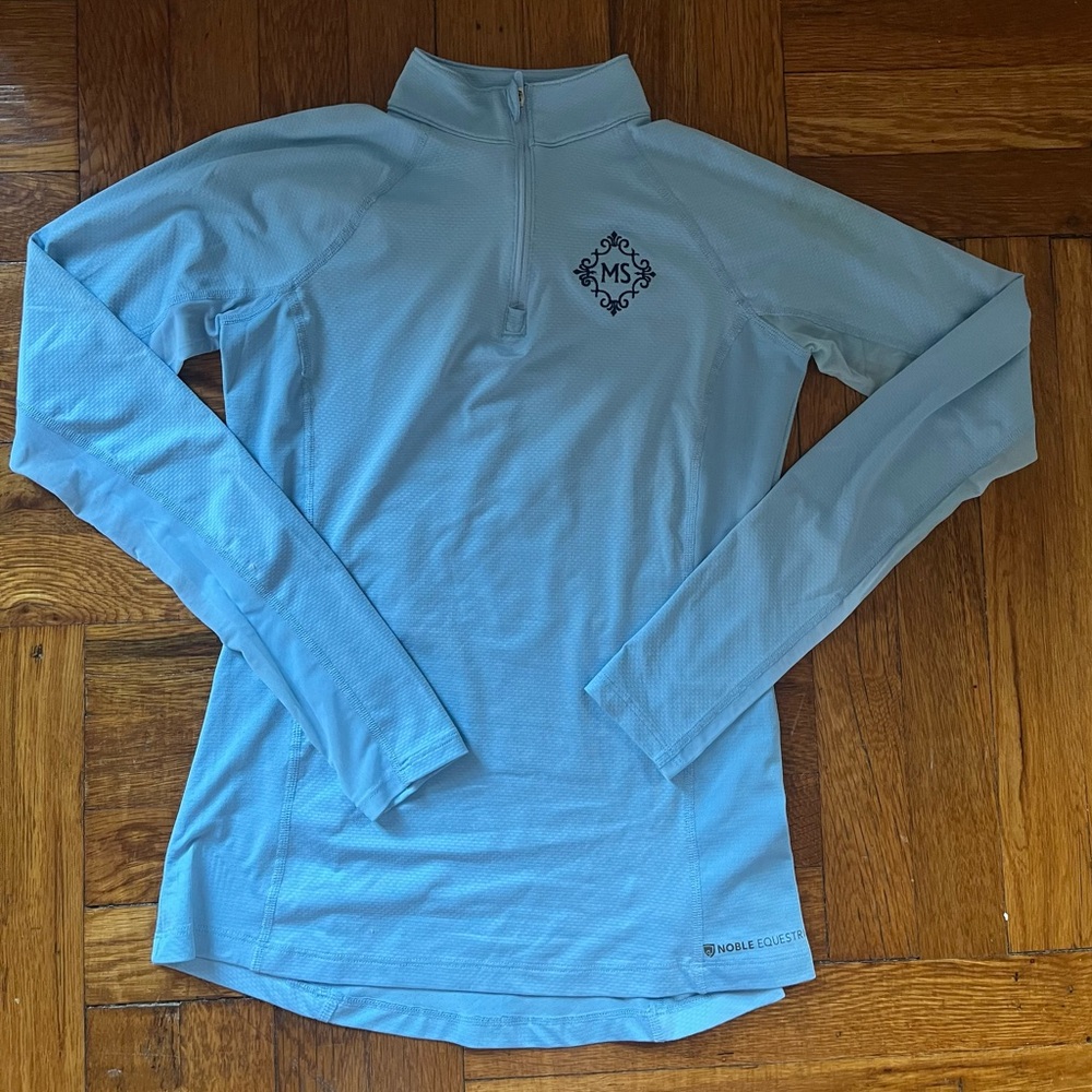 Monogrammed Nobel Equestrian Sunshirt, size XS, Airy Blue